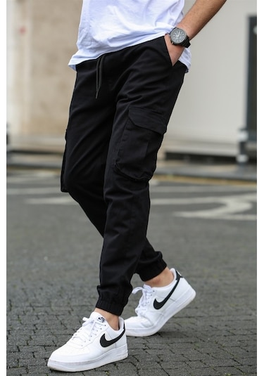 Madmext Erkek Siyah Kargo Cep Pantolon 5447 Siyah