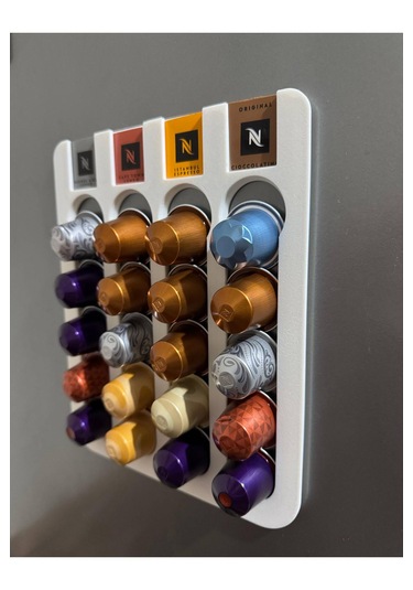 Kapsül Kahve Standı Buzdolabı Için Mıknatıslı 20 Kapsül Kapsül Tutucu Beyaz Renk Beyaz