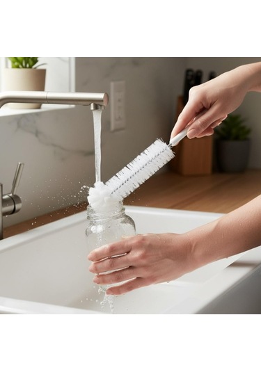 Biberon Ve Şişe Temizleme Fırçası - Sünger Uçlu Dar Ağız Temizleyici Fırça Çok Renkli