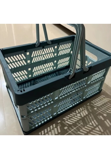 Xuweiwei Küçük Gri Katlanır Plastik Depolama Sepeti Ev Ofis Yatak Altı Organizasyon Gri