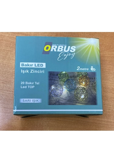 Orbus 20 'li Metal Top Led 2mt Sarı Işık Usb'li Yılbaşı Süsü