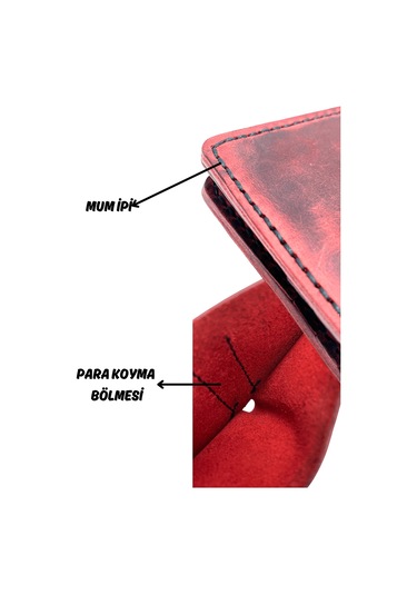 El Yapımı Hakiki Deri Premium Cüzdan Kırmızı Geniş Model Kırmızı
