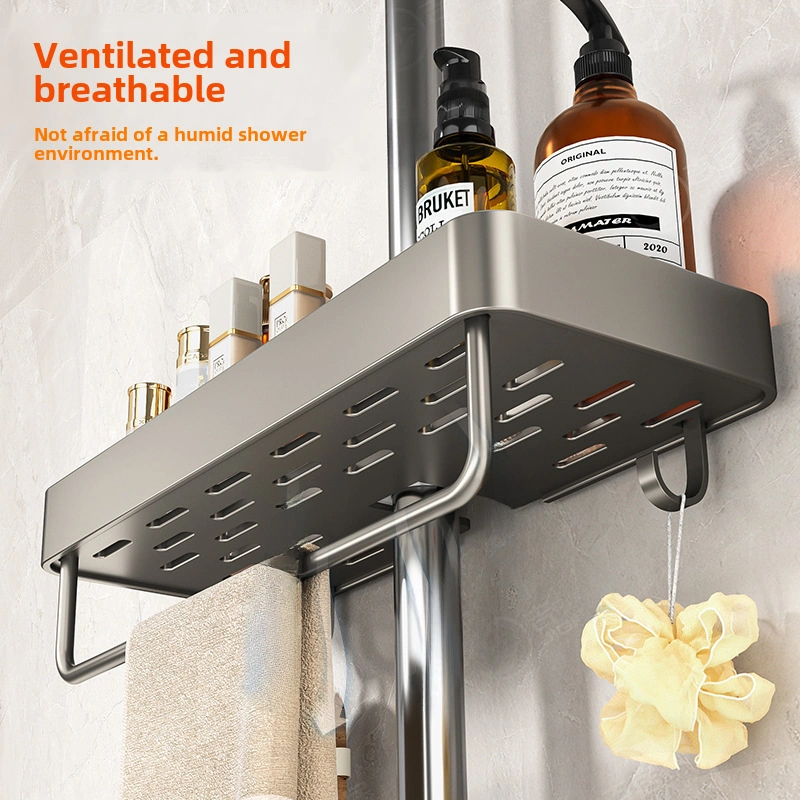 Monyee Banyo Duş Rafı: Alüminyum Mat Tek Kat, Delme Yok, Kanca Montajlı, Duş Çubuğu Tutucu, Sağlam Ve Pratik Depolama Diğer