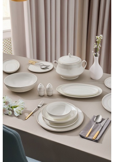 Aryıldız Serenity 60 Parça Porselen Yemek Takımı Ar259764 Beyaz - Altın