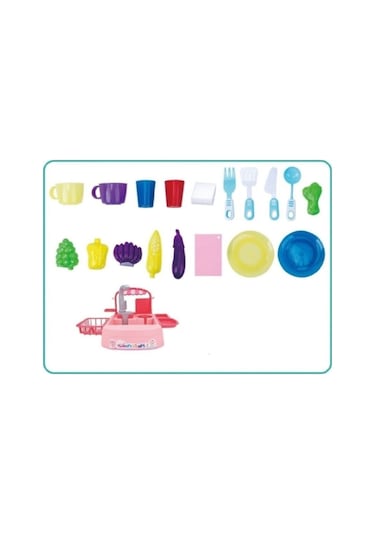 Oyuncak Bulaşık Yıkama Seti-İç Sepetli Modern Çeşmeli Lavabo
