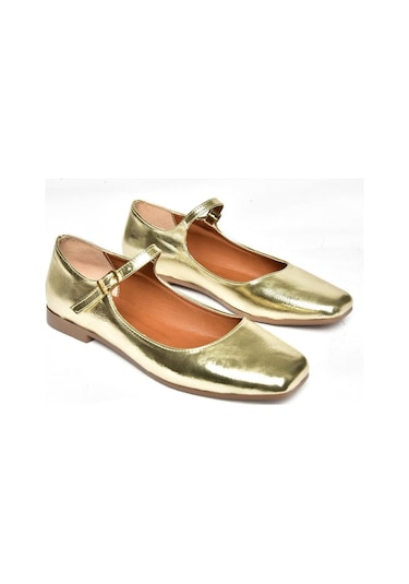 Fox Shoes S726252508 Altın Rugan Kadın Babet Altın