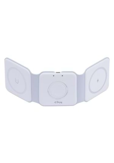 W07b Beyaz 3 İn 1 Manyetik Kablosuz Şarj Standı İphone, Airpods Uyumlu