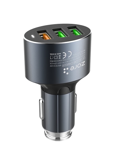 Zore Zr-C703Q Lightning 2 In 1 Araç Şarj Seti-Siyah-Siyah