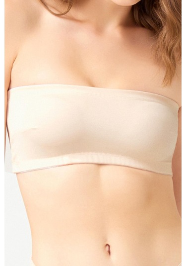 Ten Straplez Crop Top Büstiyer Ten Rengi