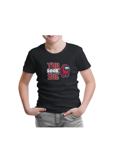 Lord Tshirt Among Us You Look Sus Siyah Çocuk Tshirt
