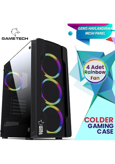 Gametech Colder Rainbow 4x120 MM Fanlı Oyuncu Bilgisayar Kasası