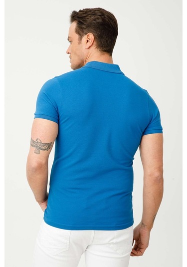 Igs Erkek Saks Standart Polo Yaka Tişört Saks Mavi