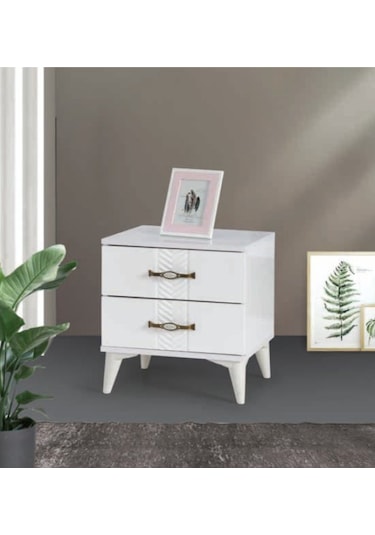 Bera Beyaz 2 Çekmeceli Tuğçe Komidin Beyaz