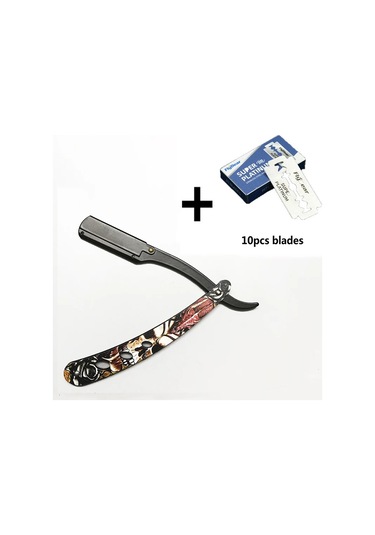 Erkekler Profesyonel Berber Jileti Manuel Tıraş Düz Kenar Paslanmaz Çelik Tıraş Black And Blade