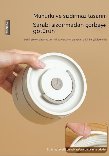 Airron Eternal Luck Paslanmaz Çelik 4 Katlı Yalıtımlı Gıda Saklama Kutusu Beyaz