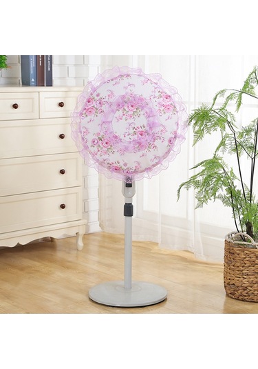 Youmex Stilful Zeytin Dalı Pudra Renkli Dikişli Fan Koruması - Masaüstü Fanlar İçin Toz Engeli, 48x48 Cm Standart Boyut Pembe