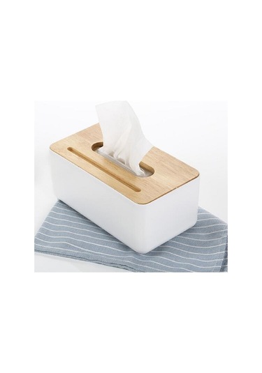 Sones Oluklu Çekmece Kutusu Ev Oturma Odası Doku Kutusu Kütük Kapaklı, Telefon Tutucu Fonksiyonu Beyaz