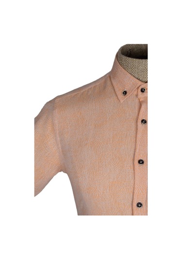 Cengiz İnler Yaka Düğmeli Kendinden Desenli Erkek Slimfit Gömlek 001