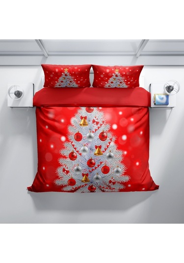 Cattleya Ny Pine 3D Pamuk Saten Çift Kişilik Nevresim Takımı Çok Renkli