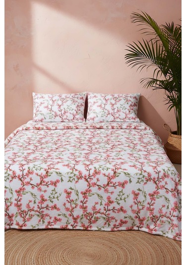 Sakura Çift Kişilik Peluş Battaniye Pembe