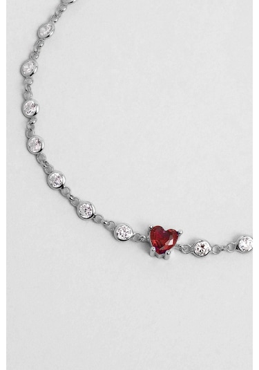 Aşk Yolu 18 Ayar Beyaz Altın Kaplama 19 Cm Gümüş Bileklik Beyaz