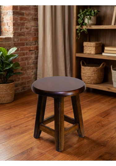 Ahşap Tabure 35 Cm Şık Ve Dayanıklı Ceviz