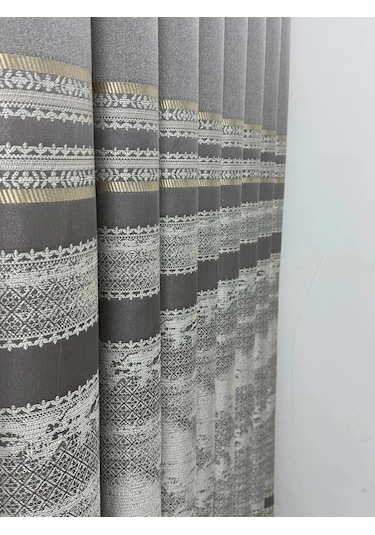 Nivemeshome Urla V-5404 Gri 1/3 Sık Pileli Fon Perde Apm Gri