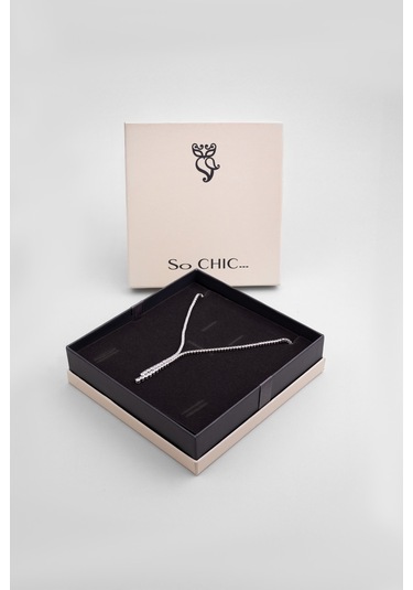 Davet Şıklığı 18 Ayar Beyaz Altın Kaplama Gümüş Su Yolu Gerdanlık Beyaz