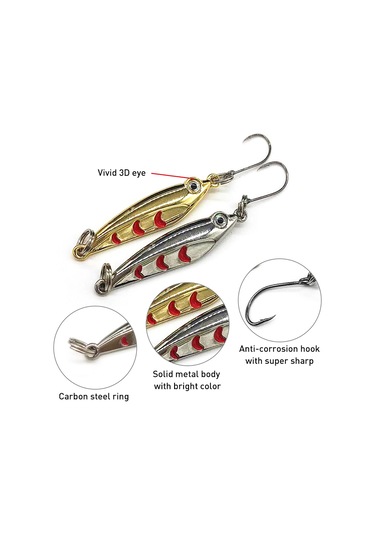 Maiyame 6 Adet Metal Balık Yemi: 3 Altın + 3 Gümüş, 3g Ağırlık, Deniz/su Avı Için Parlak Flasher