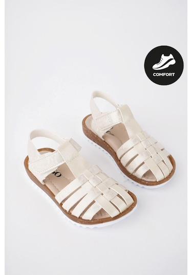 Muggo Rapunzel Garantili Günlük Ortopedik Hafif Taban Cırtlı Kız Çocuk Sandalet Bej