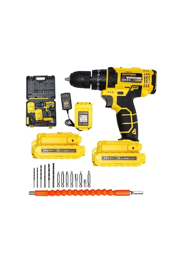 Dawrek 24 V 5 Ah Çift Akülü Darbeli Matkap Vidalama + 17 Parça Set