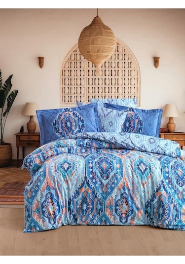 Herıtage Çift Kişilik Nevresim Takımı Kaftan Mavi