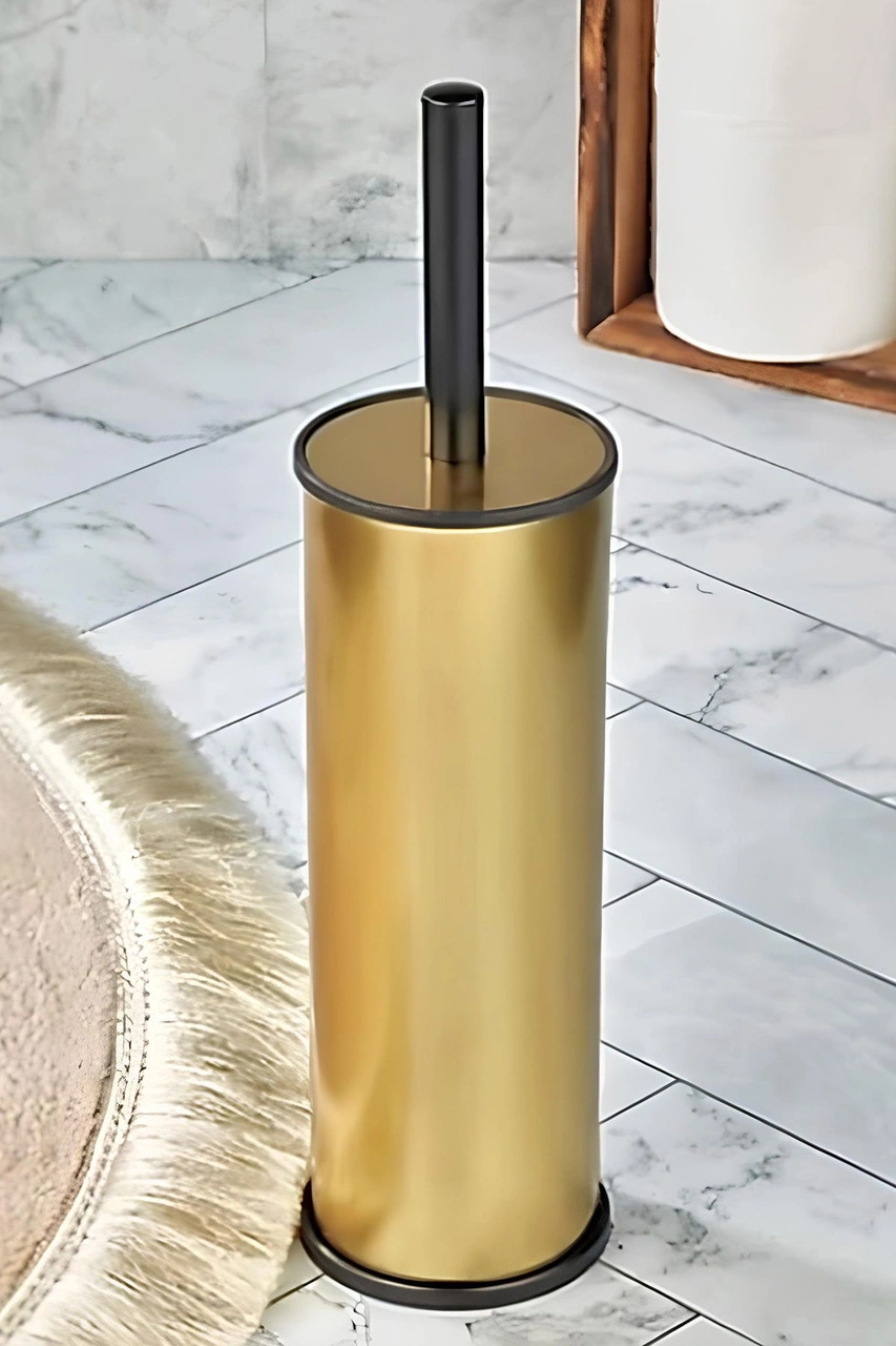 Dekoratif Gold Tuvalet Fırçası Wc Banyo Klozet Fırçası 35 Cm Gold
