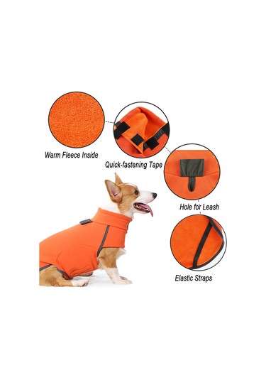 Geeksen Köpekler İçin Kışlık Isı Sağlayan Yünlü İç Katlı Turtleneck Triko - Turuncu, Beden S