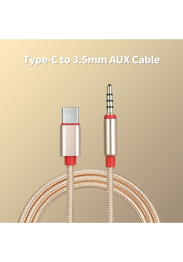 Maiyame Type-c'den 3.5mm Aux'a Konnektör Kablosu 95cm - Nylon Örgülü, Altın Kaplı Uçlar, Siyah - Araç Ve Ev Ses Sistemi İçin