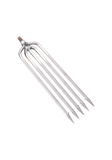 Geeroyoo Stainless Steel Balık Mızrağı 5 Tırnaklı Dönmeci Uçlu 8mm Vida İle Evrensel Uyumlu Av Aleti
