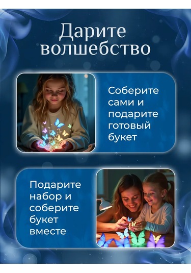 Dın Işıklandırmalı Kelebek Buketi Seti 269539186 Mavi