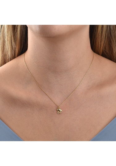 14 Ayar Mikron Altın Kaplama Minimal Kedi Figürlü Kolye El Yapımı Zarif Tasarım - Cn00475 Altın