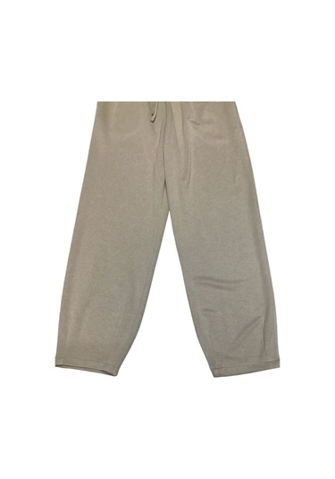 Kadın Beli Lastikli Cepli Paçası Pensli Spor Pantolon Krem