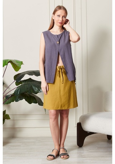 Keten Şık Farklı Tarz Nevin Bluz - Modern Ve Zarif Tasarım Antrasit