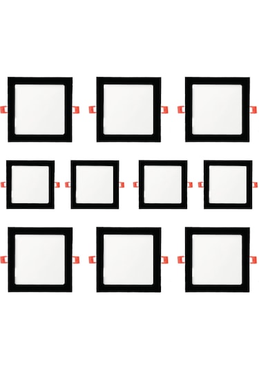 Maxled 10 Adet 18w Sıva Altı Siyah Kare Led Panel 6500k Beyaz Mx-1037 Siyah Kasa