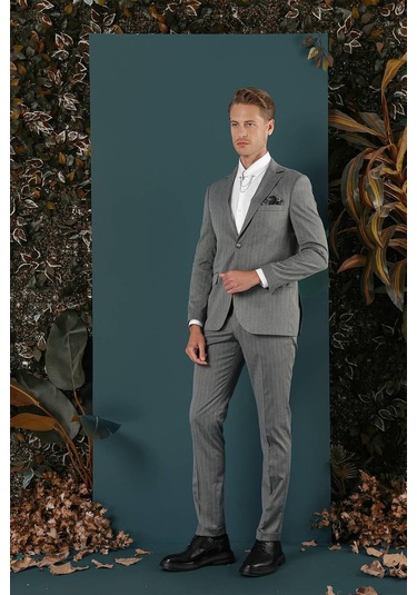 C 652 Slim Fit Gri Spor Ceket Gri