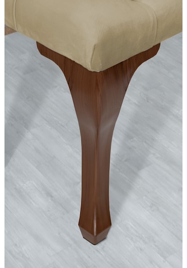 Gazzini Classic Chester Model Kapitoneli Puf- Ceviz Ayak, Hardalkumaş