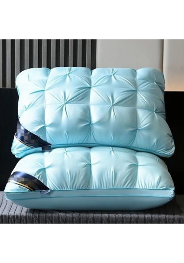 Trendooze Sunshine022 Mavi Lüks Uzatma King Yastık Omurga Desteği Yıkılabilir Açık Mavi