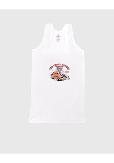 Ceylanoğlu 6'lı Ribana Baskılı Erkek Çocuk Atlet-318 Beyaz