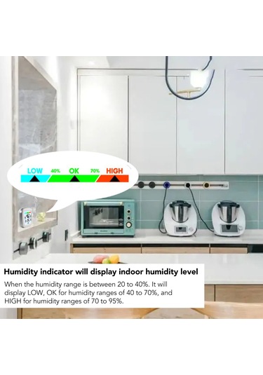 Reedark Oda Sıcaklık Ve Nem Ölçer, Renkli Ekran, Yüksek-düşük Değer Gösterimi, Yüksek Hassasiyetli Sensör, Yatak Odası-ofis-mutfak Uygun