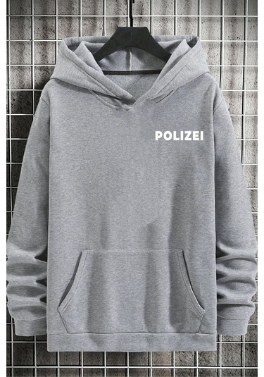 Polizei Sırt Baskılı Sweatshirt Gri