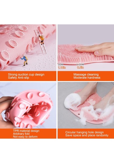 Toplu Paket Duş Sırt Ve Ayak Fırçası, Duvara Monte Sırt Fırçası Vantuzlu Silikon Banyo Masaj Fırçası Çok Renkli