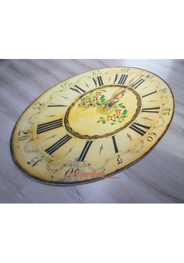 Foto Baskılı Oval Halı Artist Saat 90X140 Cm Çok Renkli
