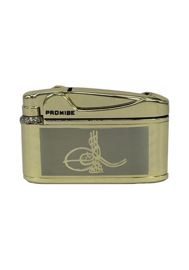 Osmanlı Tuğralı Gazlı Çakmak Altın Renk Sarı